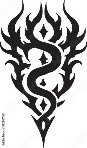 Serpentine Thorn Emblem  Bold Black & White Graphic Design