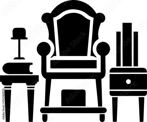 vintage furniture set  silhouette vector icon 