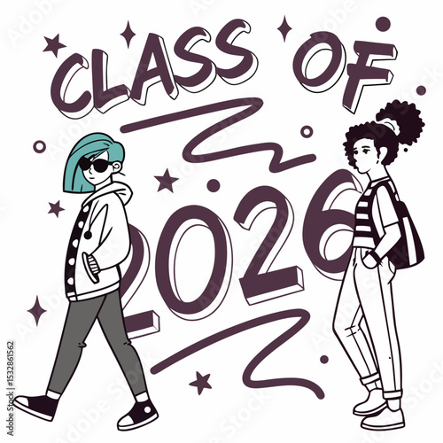 Cool and Edgy Class of 2026 with Street Art El & Vector Art