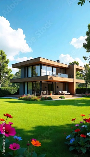 Wallpaper Mural luxury home with swimming pool Torontodigital.ca