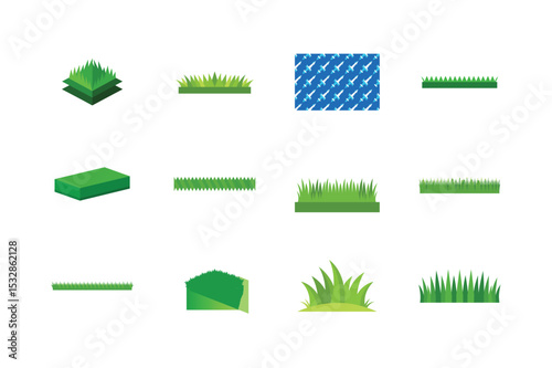 Modern Grass Icon Collection for Landscape, Nature, and Eco-Themed Design Projects