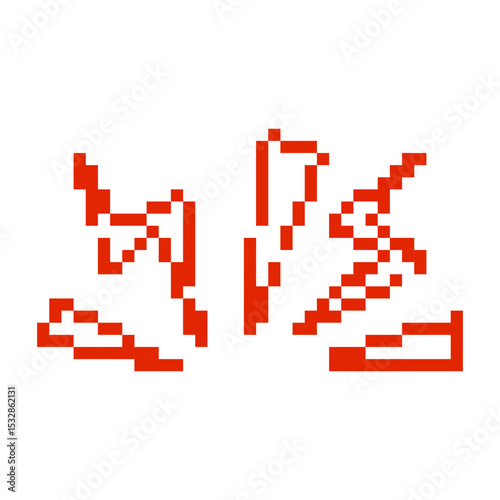 Pixel art crown icon features red mosaic design, capturing retro style with pixelated elements.