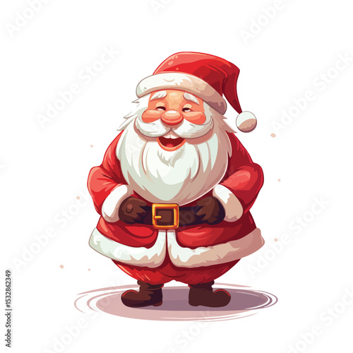 Cheerful Santa Claus Cartoon Vector Character Isolated on White Background