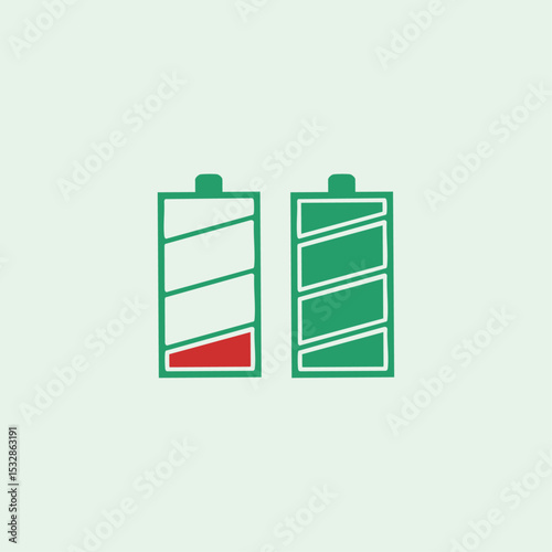 Low and full battery icon logo flat vector design