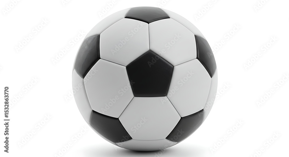 Naklejka premium Soccer ball with classic black and white pattern, isolated on white — generic and unbranded for sports marketing use