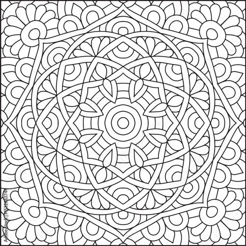 Easy Mandala Coloring Page | Bold Line Mandala Coloring Page