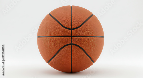 Basketball with textured surface and orange tone, isolated on white — classic item for sports content and promotional designs
