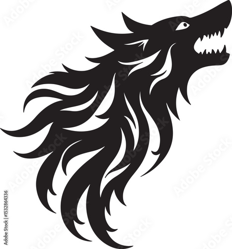 Howl of the Wild Tribal Wolf Head Silhouette