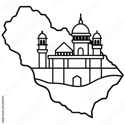 Sacred Makkah Line Art