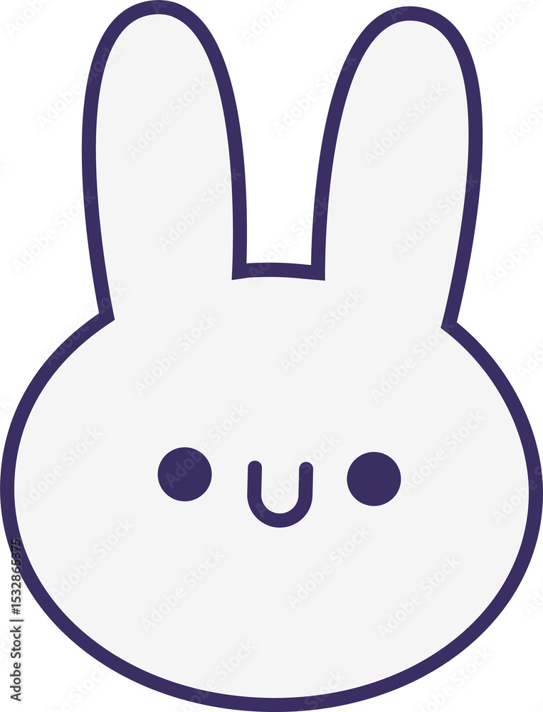 Obraz premium Stylized cartoon bunny head is being shown in flat minimal vector design on transparent background