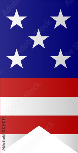 Flat banner is showing blue panel, white stars, red stripes, chevron cutout, transparent background