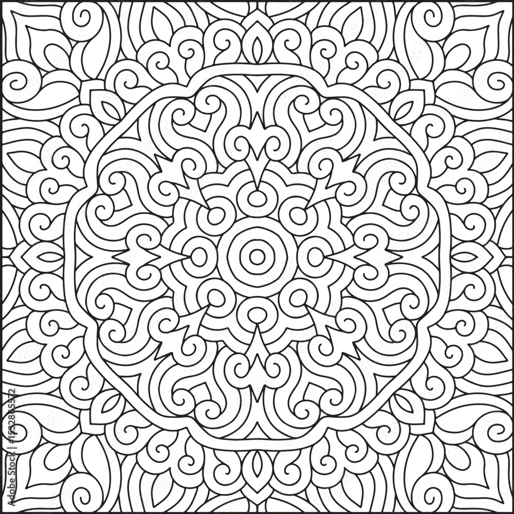 Obraz premium Easy Mandala Coloring Page | Bold Line Mandala Coloring Page