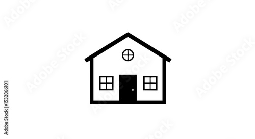 A house with a black door and windows