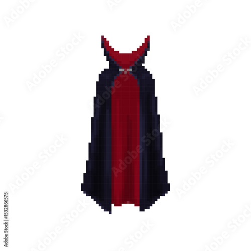 A pixelated superhero cape in striking red and blue hues, showcasing a mosaic art style.