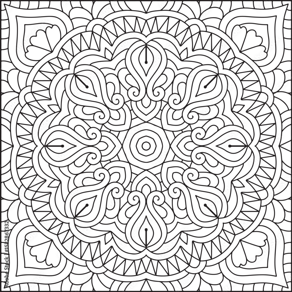Fototapeta premium Easy Mandala Coloring Page | Bold Line Mandala Coloring Page