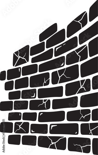 old brick wall with a hole silhouette 