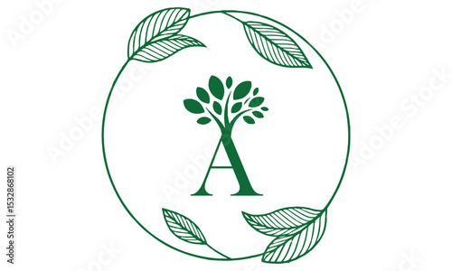A Letter with Leaf Logo Vector
