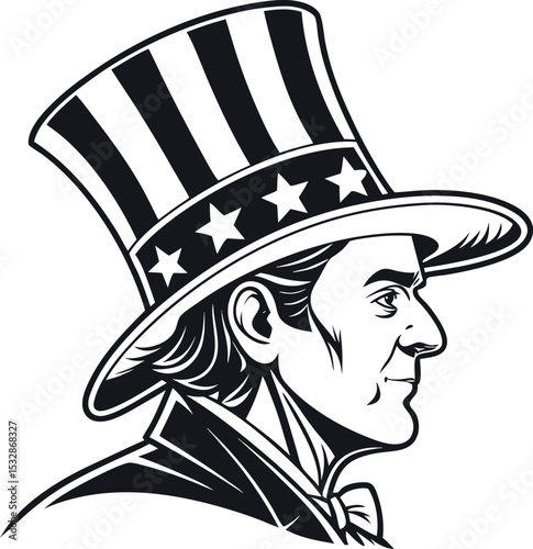  silhouette of uncle Sam style top hat ,