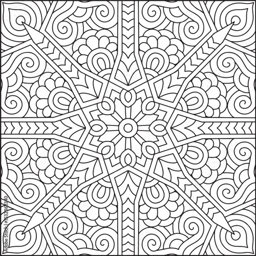 Easy Mandala Coloring Page | Bold Line Mandala Coloring Page