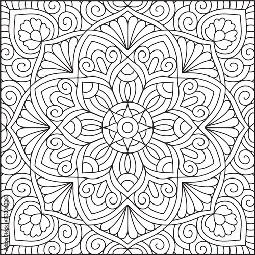 Easy Mandala Coloring Page | Bold Line Mandala Coloring Page