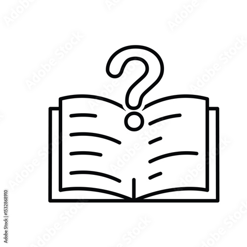 education icon. question or issue. book or paper question mark. smart, learn, clever. Outline design style
