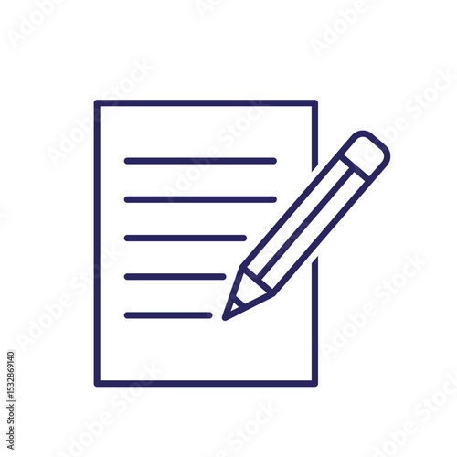 education icon. writing. book or paper with pencil writing. smart, learning, clever. Outline design style
