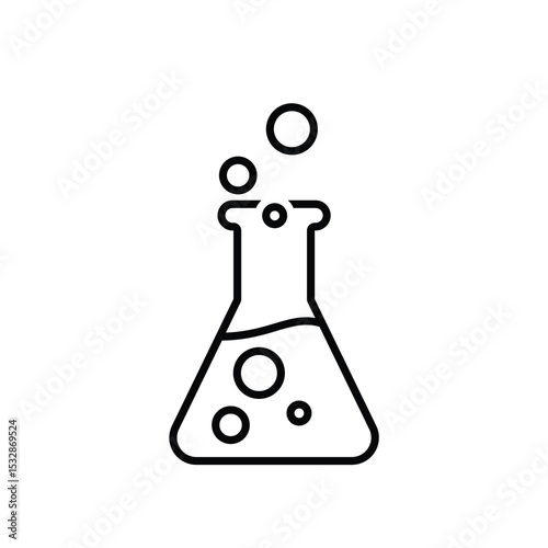education icon. chemistry symbol. beaker with liquid in it. smart, learning, clever. Outline design style