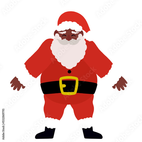 Εκτύπωση καμβά Cartoon Santa Claus facing forward on transparent background, wearing bright red