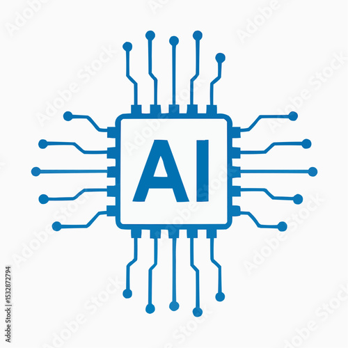 Artificial intelligence concept with electronic circuit. vector electronic AI. chip artificial intelligence concept. AI logo



