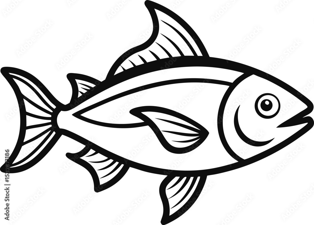 Fototapeta premium Tona fish outline icon on transparent background