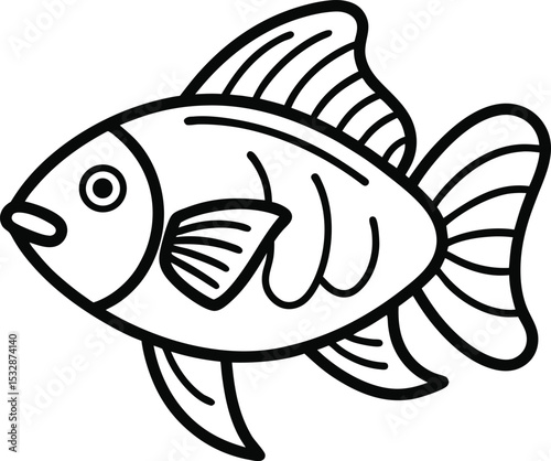 Oscar fish outline icon on transparent background