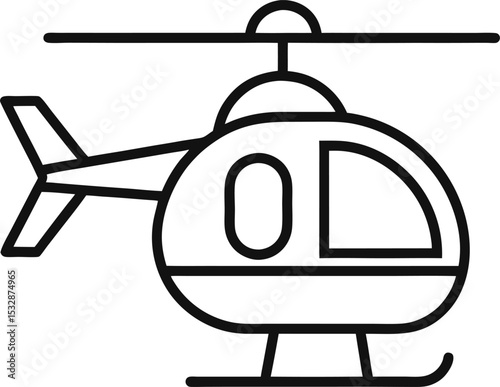 Helicopter outline icon on transparent background