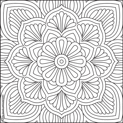 Easy Mandala Coloring Page | Bold Line Mandala Coloring Page