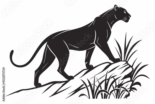 leopard sihouette black vector