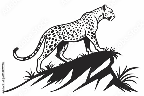leopard sihouette black vector