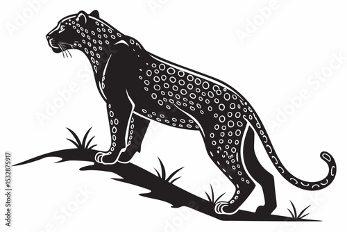 leopard sihouette black vector