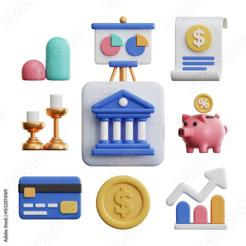 Financial planning and investment strategy 3d render for business success and economic growth concept