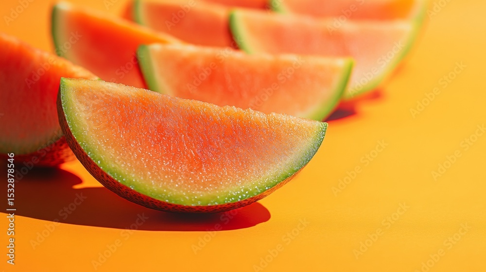 Sliced watermelon on vibrant yellow background summer fruit juicy snack minimal food concept colorful refresh Sliced watermelon on vibrant yellow background summer fruit juicy snack minimal food concept colorful refresh