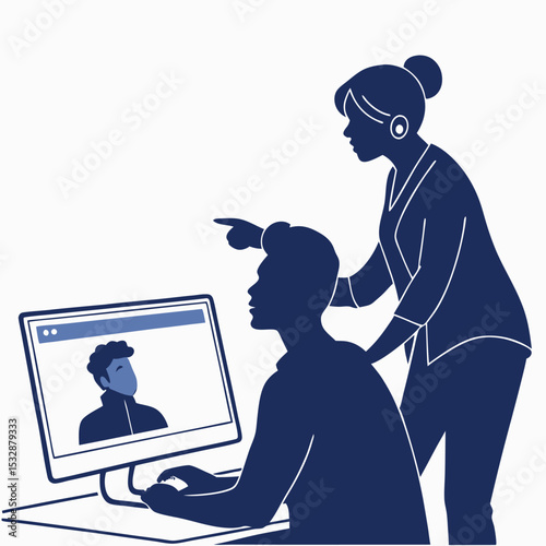 Silhouette of a freelancer presenting to a client online