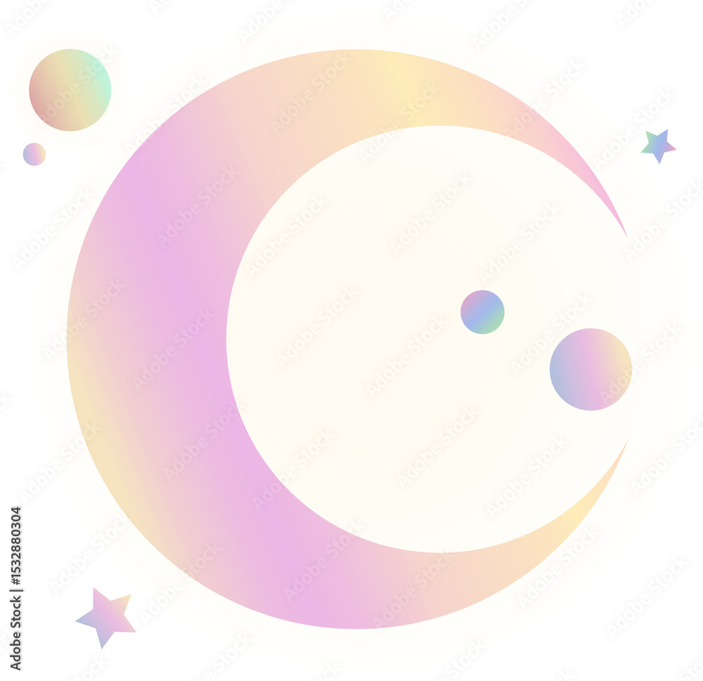 Naklejka premium Abstract planet rotating in transparent digital art with pastel ring, orbiting circles, star shapes
