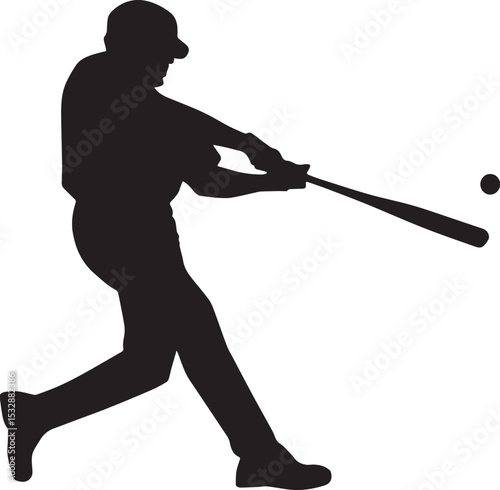 Silhouette of a Baseball Player Swinging for a Hit
