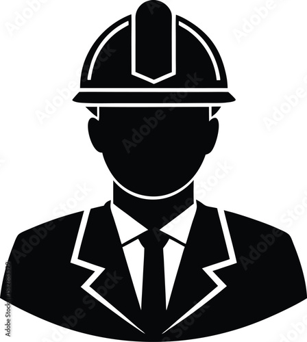 Silhouette of a Marine Engineer with Hard Hat Shipboard Engineer