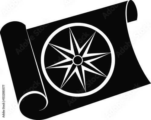 Silhouette of a Navigational Map Rolled Open with Chart Display