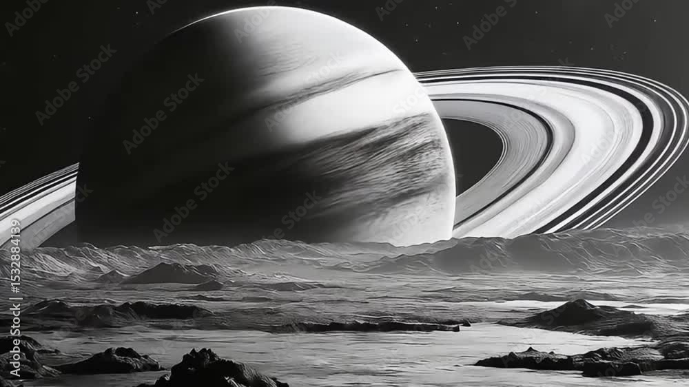 outer space planets jupiter and saturn in futuristic style