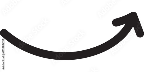 Curved arrow right direction vector sign. Curved arrow sign. Direction pointer pointing up. Arrow pointer icon sign symbol vector. Up curved arrow doodle icon isolated on a white background. 