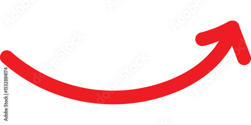 Curved arrow right direction vector sign. Curved arrow sign. Direction pointer pointing up. Arrow pointer icon sign symbol vector. Up curved arrow doodle icon isolated on a white background. 