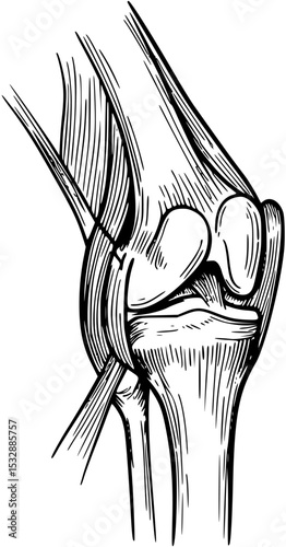 Human knee joint anatomy side view illustration art
