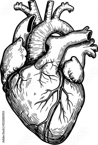 detailed human heart Vector illustration for medical education and health related designs
