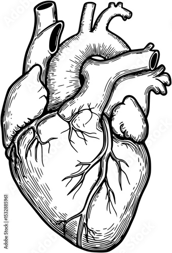 detailed human heart Vector illustration for medical education and health related designs

