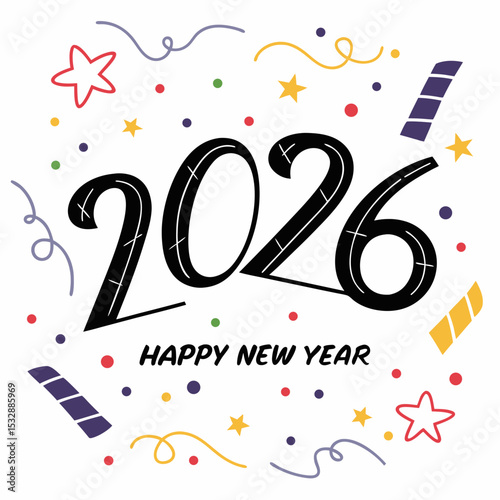 Happy new year 2026 festive celebration design